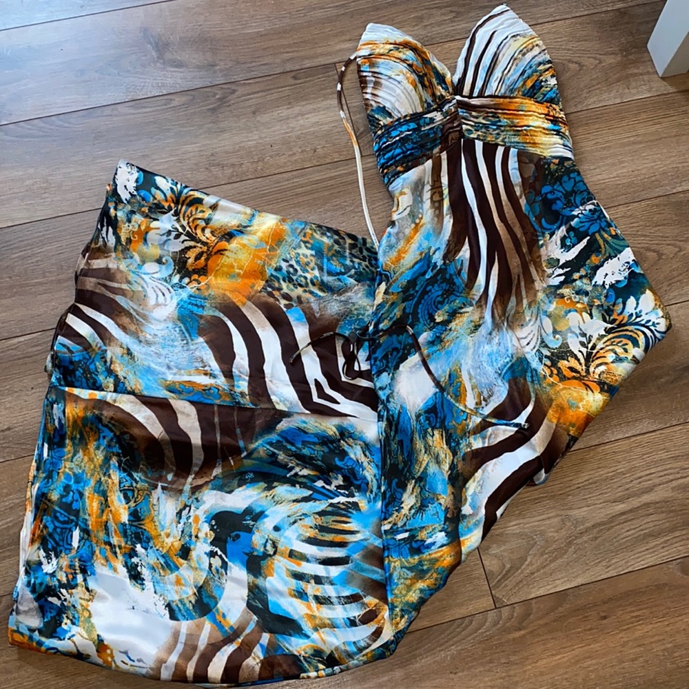XS long pattern fitted summer dress sexy! Maxi!